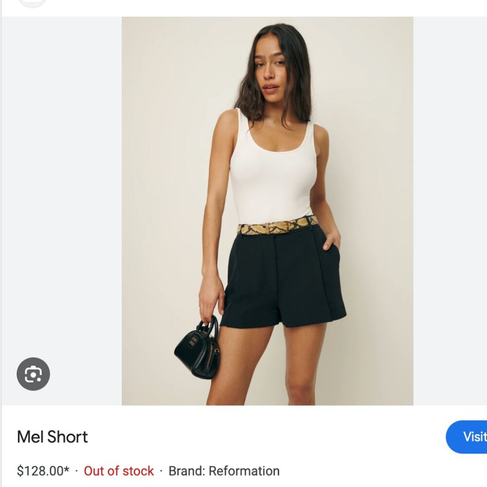 New With Tags Reformation Mel Short - Black - Size 4 (Sold Out)